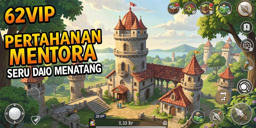 Tampilan gameplay menara pertahanan di 62VIP yang menegangkan dan strategis.