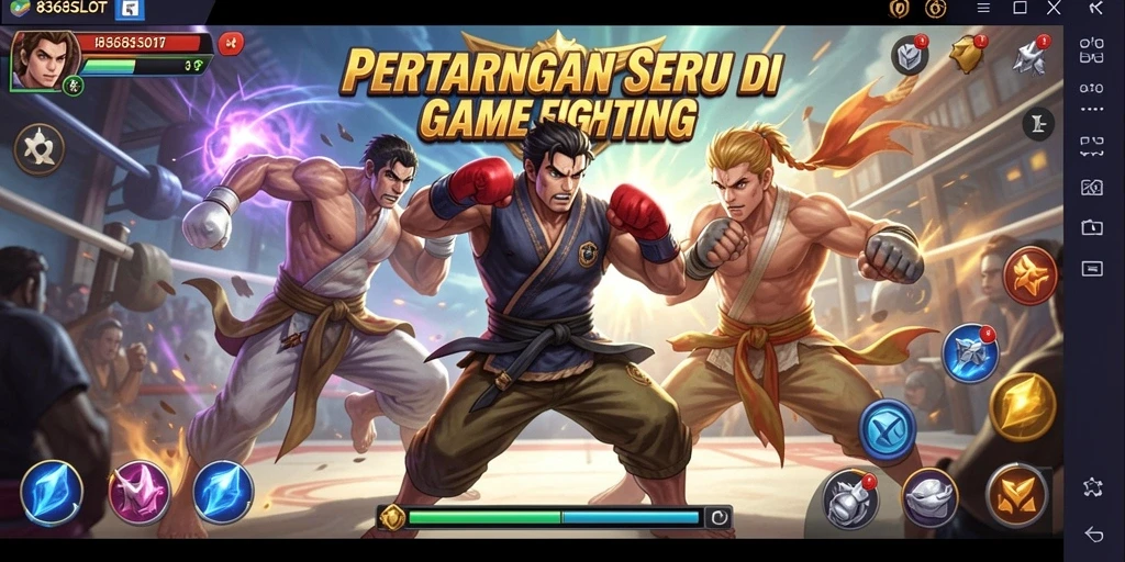 Gameplay <strong>8368SLOT</strong> yang mendebarkan dengan karakter bertarung intens.
