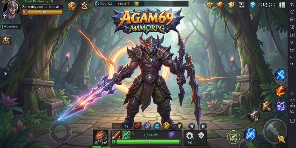 Screenshot dari gameplay AGAM69 menampilkan pertarungan epik di dunia MMORPG.