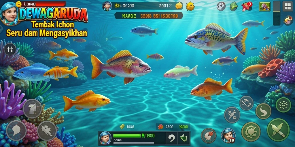 Tangkapan layar menunjukkan aksi seru dalam permainan Tembak Ikan.