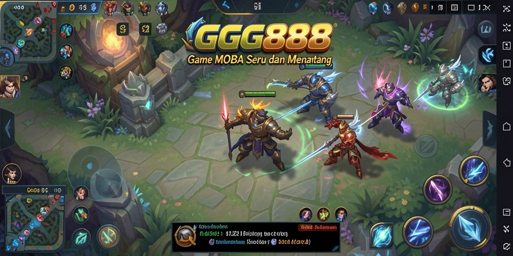 Tampilan gameplay MOBA yang mendebarkan di GGG888.