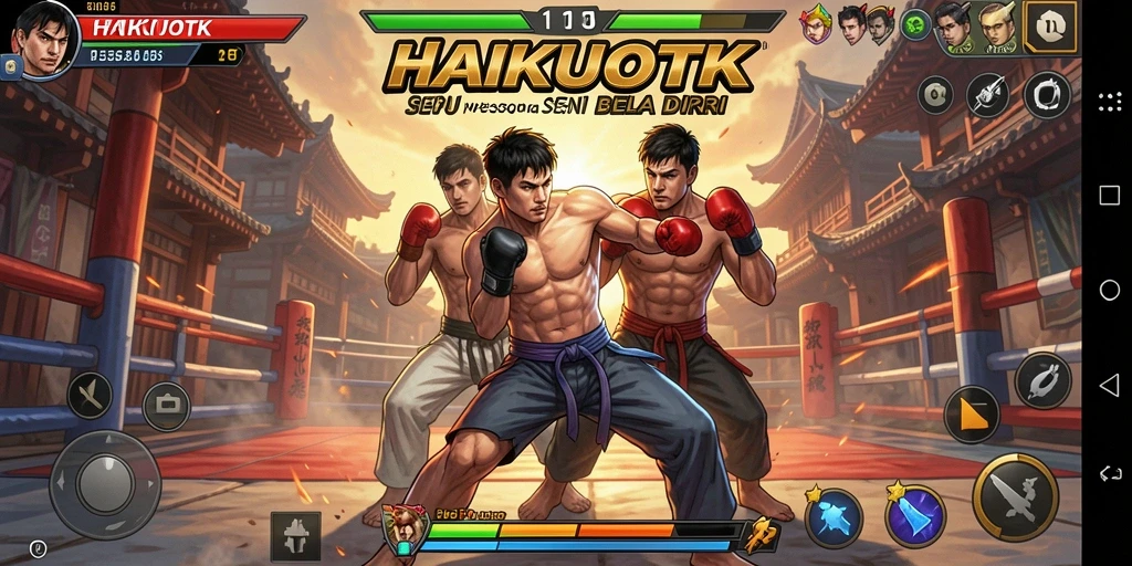 Tampilan pertarungan epik di HAIKUOTK dengan karakter yang beragam.