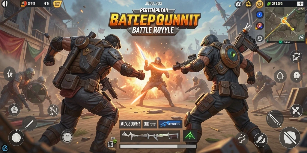 Tampilan gameplay JUDOL303 yang mendebarkan dan penuh aksi Battle Royale.