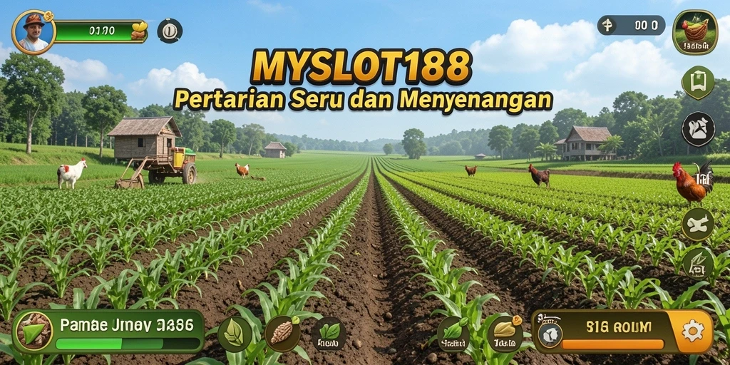 Screenshot MYSLOT188 menampilkan pemain saat sedang bercocok tanam dengan grafis yang indah.