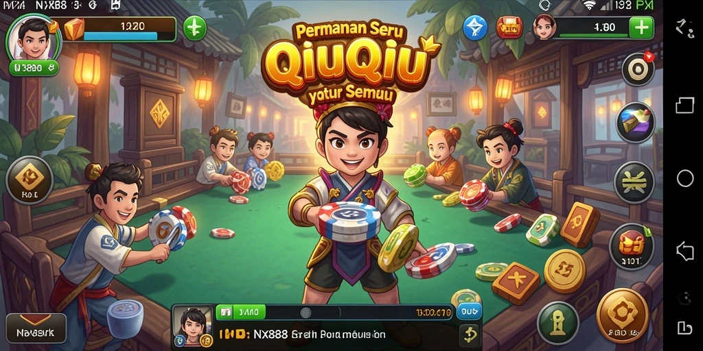 Tampilan utama gameplay QiuQiu NX888 yang seru dan mendebarkan.