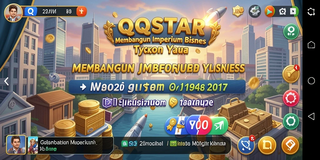 Tampilan gameplay QQSTAR yang menarik dan interaktif dalam membangun bisnis.