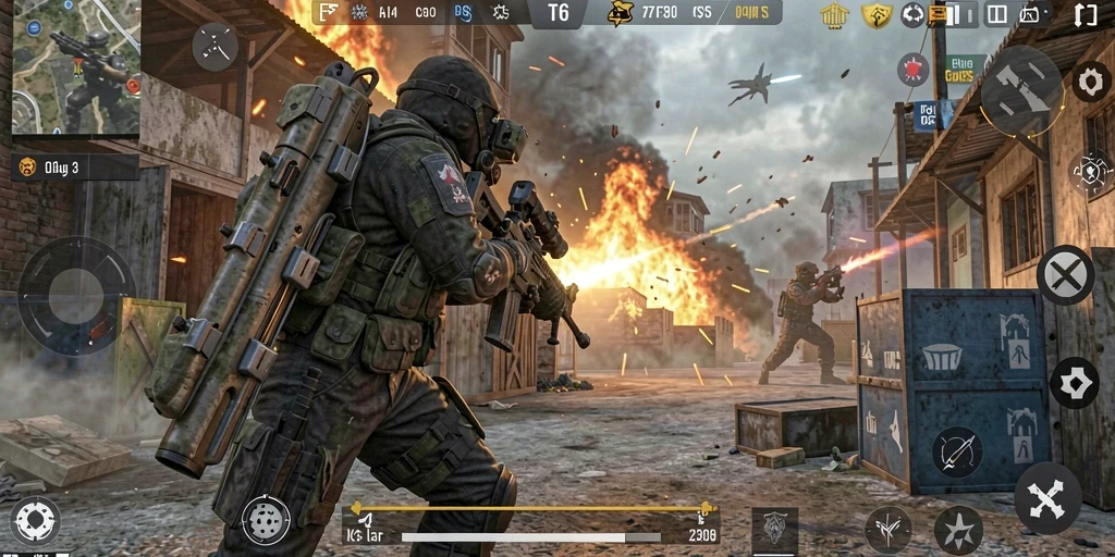 Tampilan gameplay T6 yang mendebarkan dan penuh aksi.