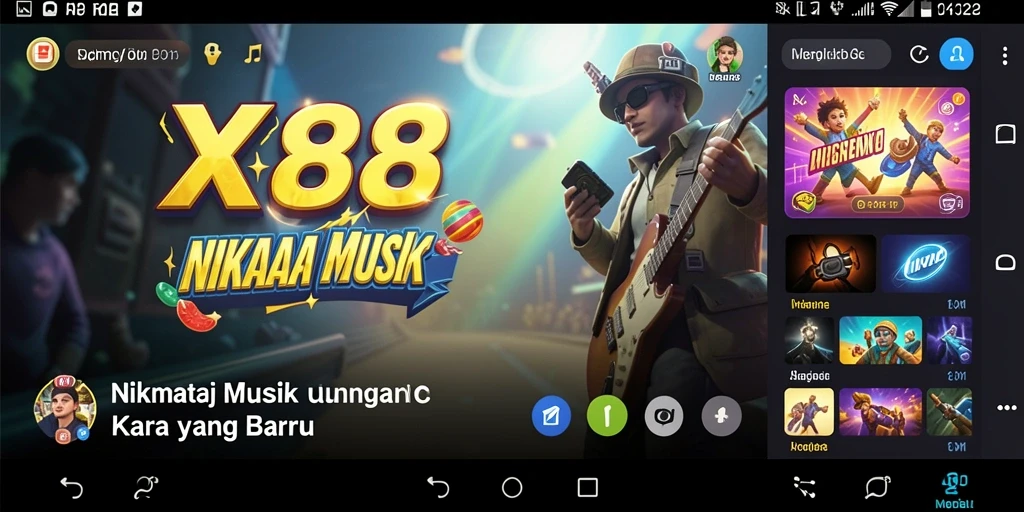 Tampilan menarik gameplay X88 yang penuh dengan musik.